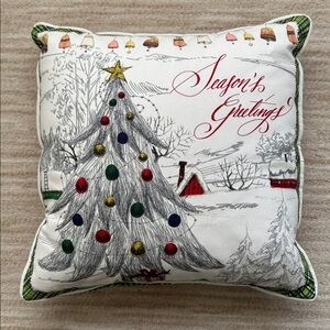 Like New Michel Design Works Throw Pillow Season Greetings Holiday Insert Inclu
